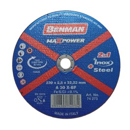 Δίσκος Κοπής Inox-Σιδήρου Φ230x2.5x22.23mm MaxPower BENMAN